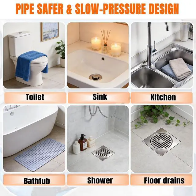 Alt view image 5 of 7 - Toilet Unclogger Drain Auger Plunger for Kitchen,Sink,Bathroom,Shower,Floors Drain,No Extra Accessories, Lightweight & Easy to Use for Women & Elderly, Clog Remover Tool Fits NPS 1.5-4.5" Pipes