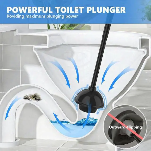 Alt view image 2 of 7 - Toilet Plunger with Holder, Plungers for Bathroom Heavy Duty for 5.3-inch Toilet Drain, Toilet Plunger and Holder Combo for Bathroom Cleaning (Style 1)