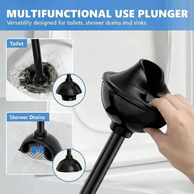 Alt view image 3 of 7 - Toilet Plunger with Holder, Plungers for Bathroom Heavy Duty for 5.3-inch Toilet Drain, Toilet Plunger and Holder Combo for Bathroom Cleaning (Style 1)