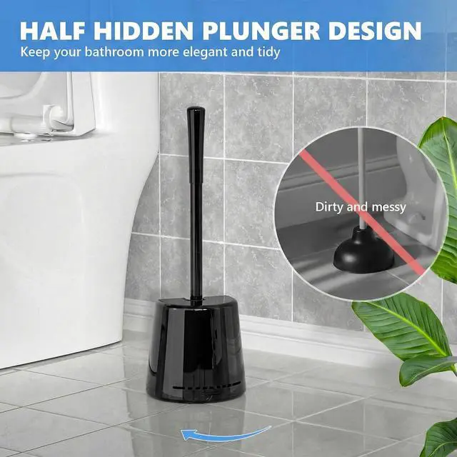 Alt view image 6 of 7 - Toilet Plunger with Holder, Plungers for Bathroom Heavy Duty for 5.3-inch Toilet Drain, Toilet Plunger and Holder Combo for Bathroom Cleaning (Style 1)