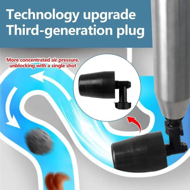 Alt view image 2 of 7 - High Pressure Toilet Plunger,Air Drain Unclogger Blaster with Visual Barometer,Upgraded Toilet Plunger,Sink Plunger,Heavy Duty Clog Remover Kits for Bathroom Sink & Toilet
