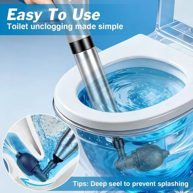 Alt view image 3 of 7 - High Pressure Toilet Plunger, Toilet Snake Air Drain Blaster with Real -Time Barometer, Heavy Duty Drain Clog Remover for Bathroom, Floor, Shower, Kitchen Clogged (Gery-Manual)