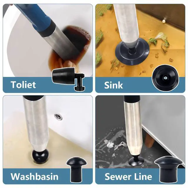 Alt view image 5 of 7 - High Pressure Toilet Plunger,Air Drain Unclogger Blaster with Visual Barometer,Upgraded Toilet Plunger,Sink Plunger,Heavy Duty Clog Remover Kits for Bathroom Sink & Toilet