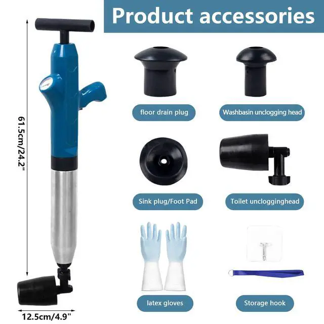 Alt view image 6 of 7 - High Pressure Toilet Plunger,Air Drain Unclogger Blaster with Visual Barometer,Upgraded Toilet Plunger,Sink Plunger,Heavy Duty Clog Remover Kits for Bathroom Sink & Toilet