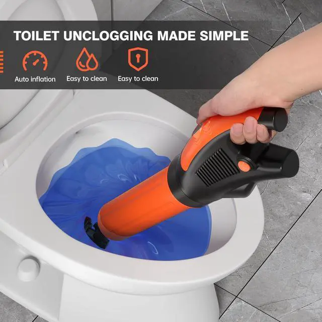Alt view image 2 of 7 - Electric toilet plunger,Toilet Auger with Pressure Gauge, Electric Drain Snake for Clogged Toilet, High-Pressure Toilet Auger, plungers for bathroom,Pneumatic Toilet Auger Tool