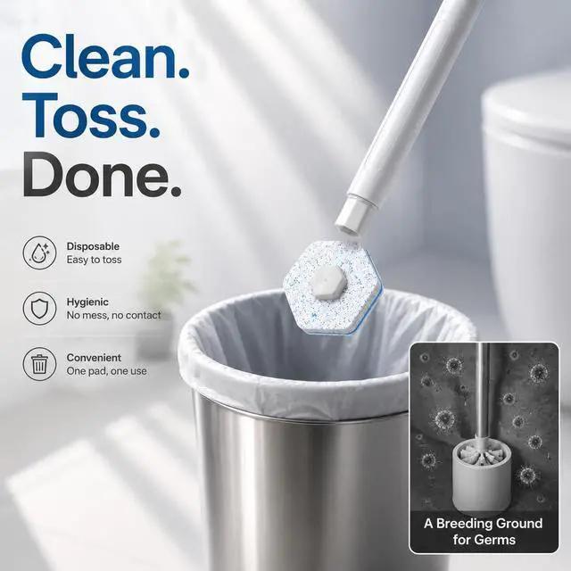 Alt view image 6 of 7 - Electric Toilet Plunger and Disposable Brush Bundle, Heavy Duty High Pressure Air Unclogger Tool, 360° Toilet Wand Cleaning System with Caddy & 6 Refills