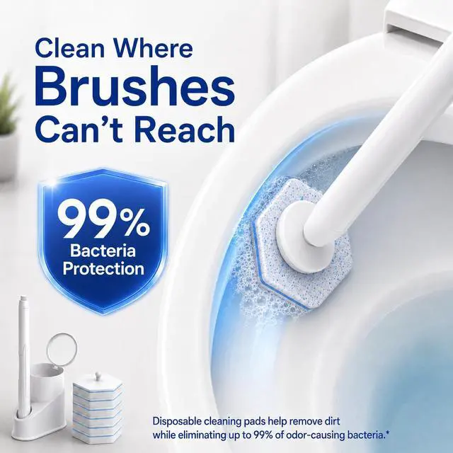 Alt view image 5 of 7 - Electric Toilet Plunger and Disposable Brush Bundle, Heavy Duty High Pressure Air Unclogger Tool, 360° Toilet Wand Cleaning System with Caddy & 6 Refills