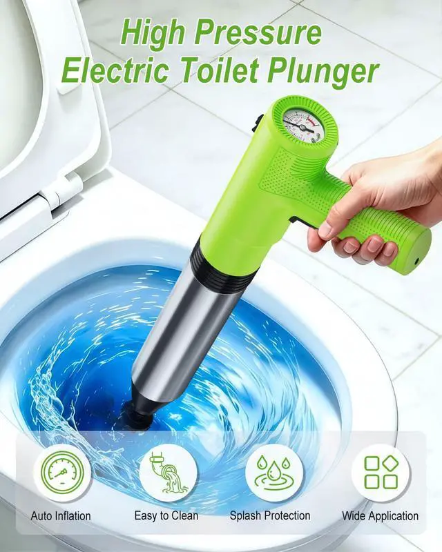 Alt view image 2 of 7 - Electric Toilet Plunger, 4 in 1 High Pressure Toilet Unclogger with Multi-Purpose Heads & Automatic Inflation, Heavy Duty Drain Clog Remover for Bathroom, Washbasin and Floor Drain