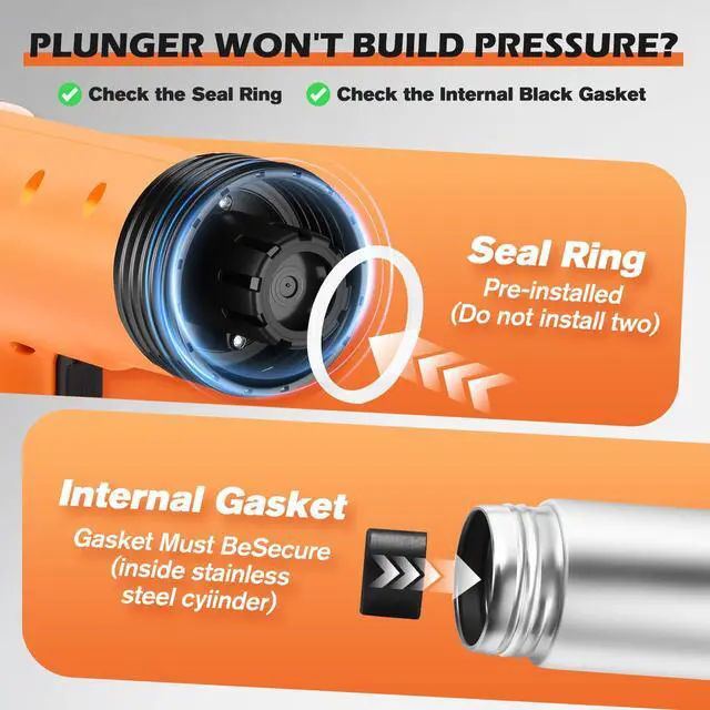 Alt view image 3 of 7 - Electric Toilet Plunger, High Pressure Toilet Snake Drain Clog Remover, Splash-free Unclogger with Drain Snake Auger, Plungers for Bathroom Heavy Duty, Versatile Air Blaster Unclogger Kit (Orange)