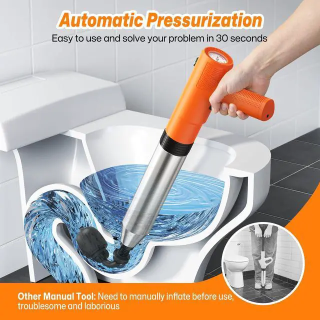 Alt view image 3 of 7 - Electric Toilet Plungers for Bathroom,4 in 1 Toilet Unclogger,Auto-Inflation Toilet Plunger Clog Remover Get Instant Result,High Pressure Toilet Plunger Heavy Duty for Washbasin,Sinks,Floors Drain