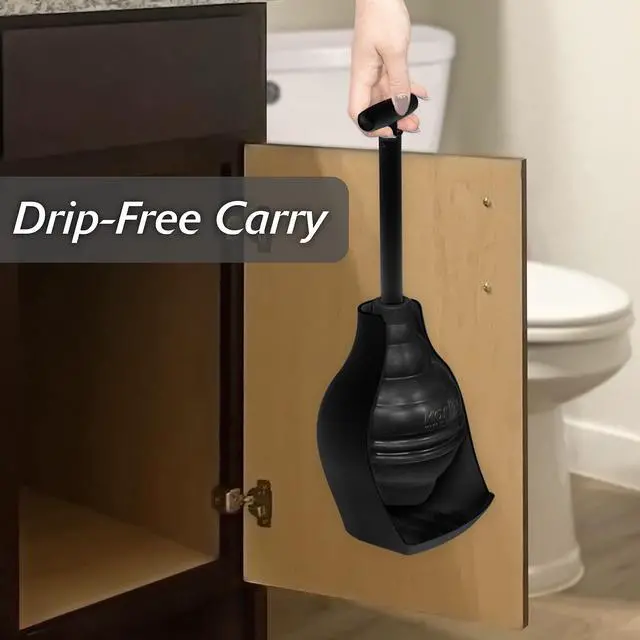 Alt view image 3 of 7 - Black BeehiveMAX Hideaway Heavy Duty Toilet Plunger with Holder in Black