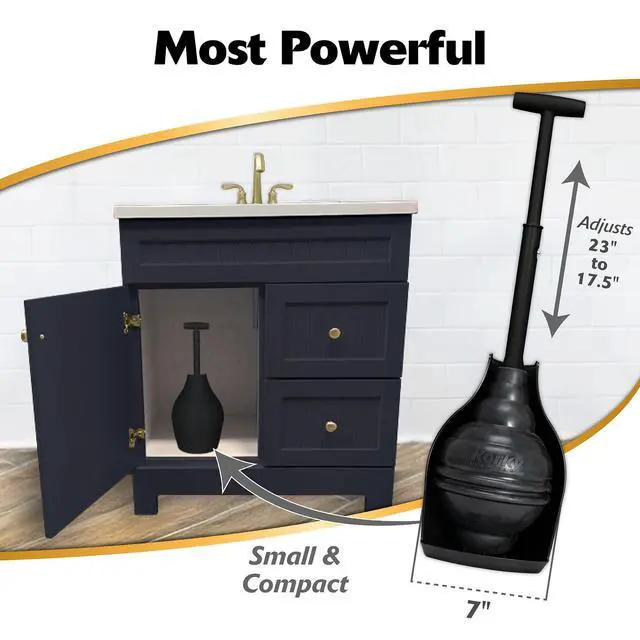 Alt view image 2 of 7 - Black BeehiveMAX Hideaway Heavy Duty Toilet Plunger with Holder in Black