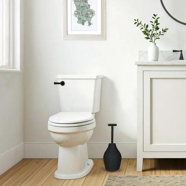 Alt view image 7 of 7 - Black BeehiveMAX Hideaway Heavy Duty Toilet Plunger with Holder in Black