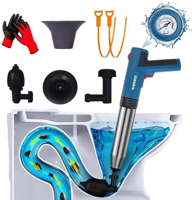 Main image of Electric Toilet Plunger with Pressure Gauge, High Pressure Drain Blaster