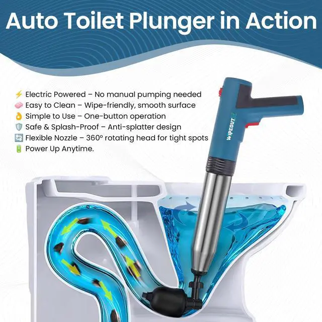 Alt view image 3 of 7 - Electric Toilet Plunger with Pressure Gauge, High Pressure Drain Blaster