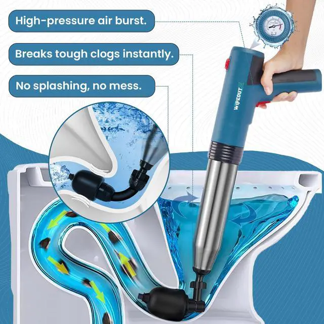 Alt view image 5 of 7 - Electric Toilet Plunger with Pressure Gauge, High Pressure Drain Blaster