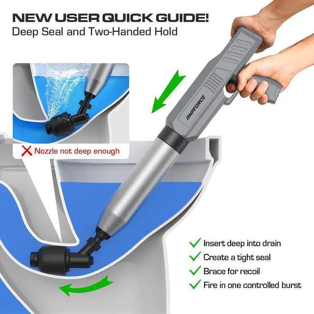 Alt view image 6 of 7 - Electric Toilet Plunger, Heavy-Duty Clog Remover, Dark Gray