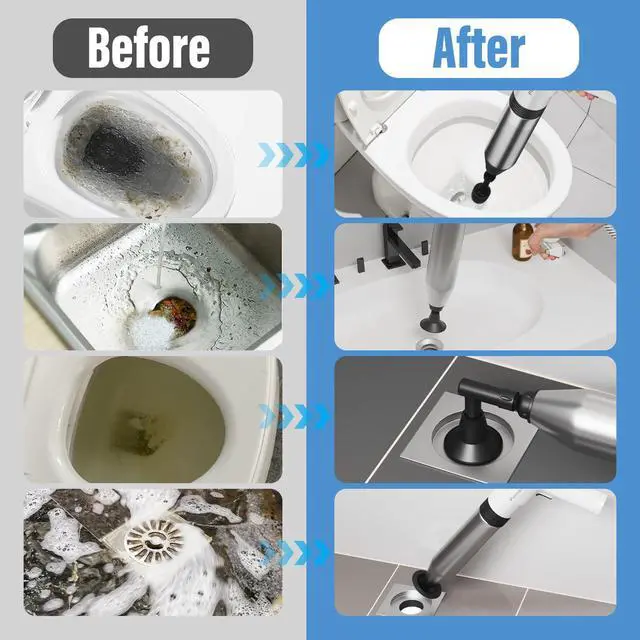 Alt view image 2 of 7 - Electric Toilet Plunger,Unclog In One Shot,Remover For Bathroom,Kitchen Pipes Clog,High Pressure Air Plungers For Bathroom Heavy Duty