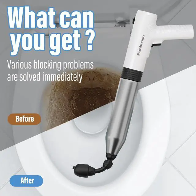 Alt view image 3 of 7 - Electric Toilet Plunger,Unclog In One Shot,Remover For Bathroom,Kitchen Pipes Clog,High Pressure Air Plungers For Bathroom Heavy Duty