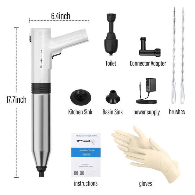 Alt view image 5 of 7 - Electric Toilet Plunger,Unclog In One Shot,Remover For Bathroom,Kitchen Pipes Clog,High Pressure Air Plungers For Bathroom Heavy Duty