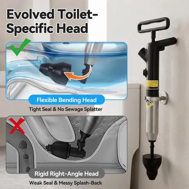 Alt view image 4 of 7 - High Pressure Toilet Plunger for Bathroom (No Charging Required)