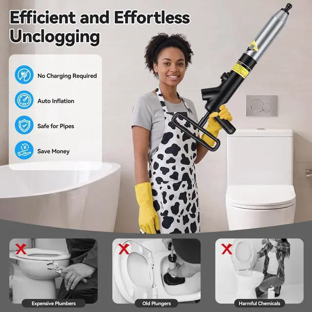Alt view image 6 of 7 - High Pressure Toilet Plunger for Bathroom (No Charging Required)