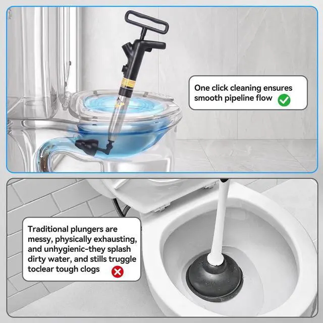Alt view image 7 of 7 - High Pressure Toilet Plunger for Bathroom (No Charging Required)