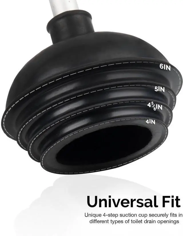 Alt view image 2 of 4 - 60166A Toilet Plunger with Patented All-Angle Design, Heavy-Duty Toilet Bowl Plunger with Aluminum Handle, Bathroom Necessity, Black, 1-Pack