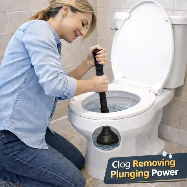 Alt view image 5 of 7 - Accordion Toilet Plunger High-Force Clog Remover for Toilets, Sinks, Tubs and Showers, Black
