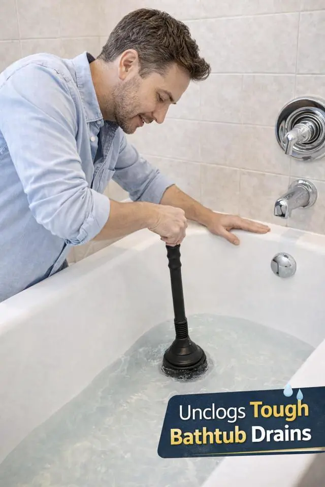 Alt view image 6 of 7 - Accordion Toilet Plunger High-Force Clog Remover for Toilets, Sinks, Tubs and Showers, Black