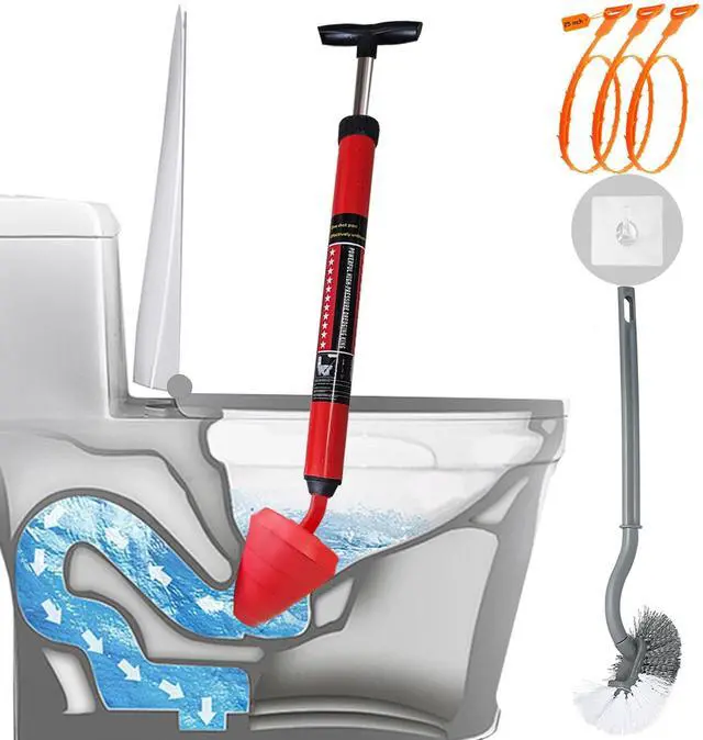 Main image of Toilet Plunger, High-Pressure Plungers for Bathroom, Toilet Brush and Plunger Set - Powerful Air Drain Unclogger & Heavy-Duty Clog Remover for Bathroom Drains, and Clogged Pipes