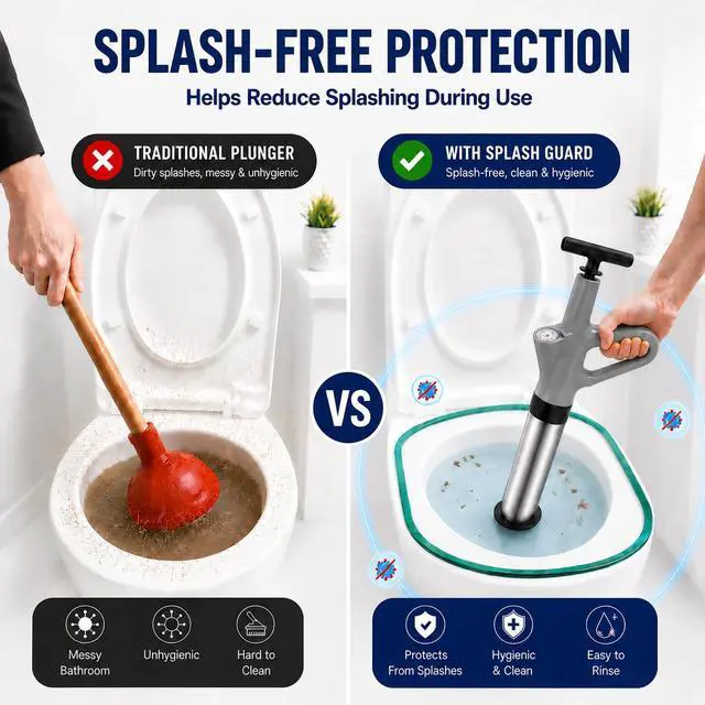 Alt view image 2 of 7 - Toilet Plunger, High Pressure Air Toilet Unclogger, Heavy Duty for Bathroom