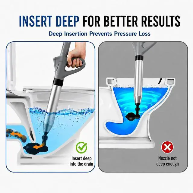 Alt view image 6 of 7 - Toilet Plunger, High Pressure Air Toilet Unclogger, Heavy Duty for Bathroom