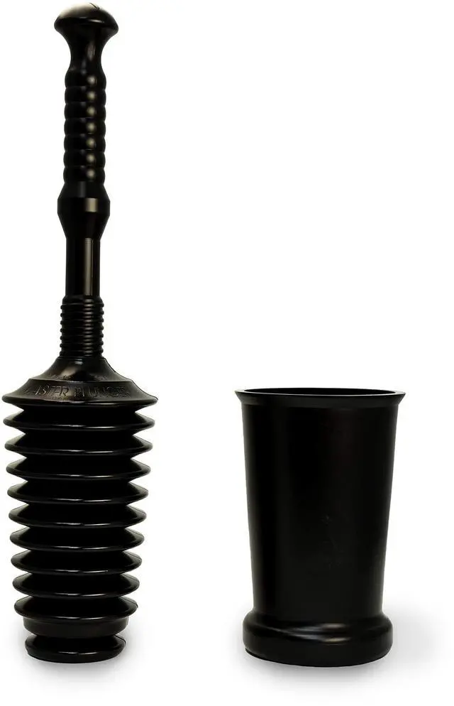 Main image of MP500-3TB Heavy Duty Bathroom Toilet Plunger Kit with Tall Bucket. Equipped with Air Release Valve, Black