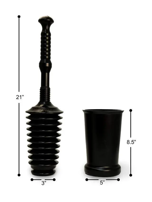 Alt view image 4 of 7 - MP500-3TB Heavy Duty Bathroom Toilet Plunger Kit with Tall Bucket. Equipped with Air Release Valve, Black