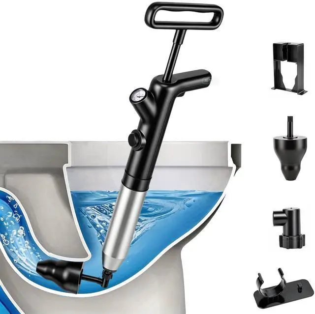 Main image of Toilet Plunger, High Pressure Toilet Plunger, Air Drain Blaster with Visual Barometer, Stainless Steel Drain Clog Remover Heavy Duty Plunger for Bathroom,Toilet, Kitchen, Floor Drain