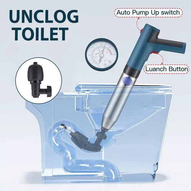 Alt view image 2 of 7 - Battery Powered Electric Toilet Plunger,Plunge Blaster,Powered Plunger,High Pressure Toilet Plunger,Air Toilet Plunger,Air Plunger for Toilet