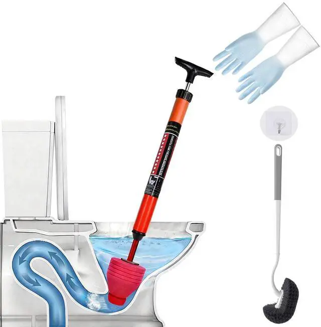 Main image of Toilet Plunger Set, High-Pressure Toilet Plunger with Toilet Brush & Rubber Gloves | All-in-One Heavy Duty Powerful Air Plunger Drain Toilet Unclogger for Bathroom Drains
