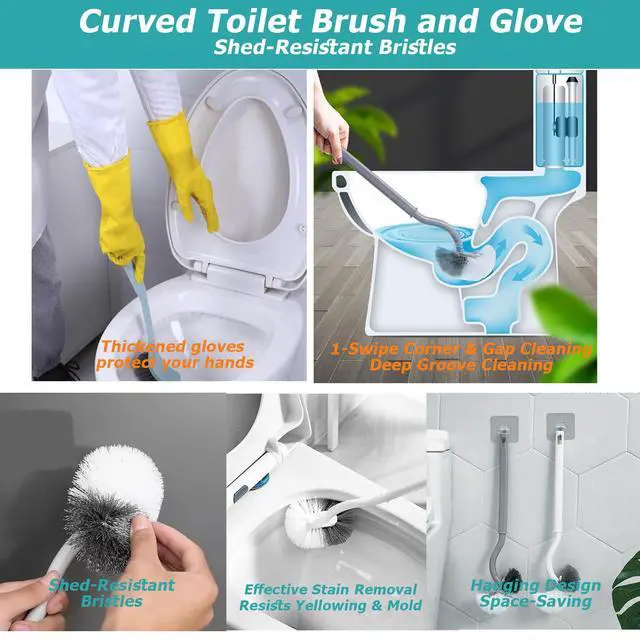 Alt view image 5 of 7 - Toilet Plunger Set, High-Pressure Toilet Plunger with Toilet Brush & Rubber Gloves | All-in-One Heavy Duty Powerful Air Plunger Drain Toilet Unclogger for Bathroom Drains