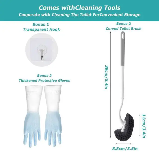 Alt view image 6 of 7 - Toilet Plunger Set, High-Pressure Toilet Plunger with Toilet Brush & Rubber Gloves | All-in-One Heavy Duty Powerful Air Plunger Drain Toilet Unclogger for Bathroom Drains