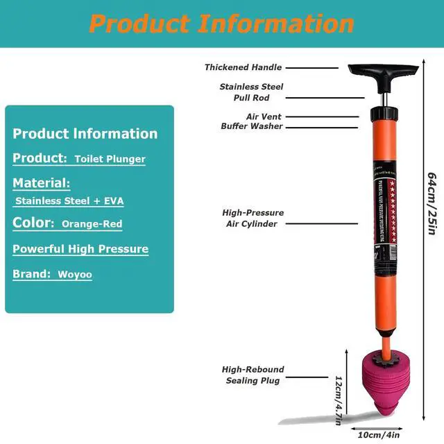 Alt view image 2 of 7 - Toilet Plunger Set, High-Pressure Toilet Plunger with Toilet Brush & Rubber Gloves | All-in-One Heavy Duty Powerful Air Plunger Drain Toilet Unclogger for Bathroom Drains