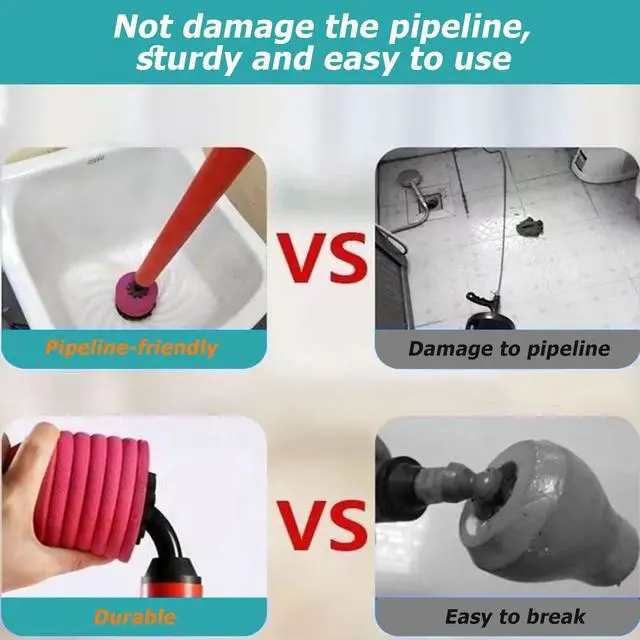 Alt view image 4 of 7 - Toilet Plunger Set, High-Pressure Toilet Plunger with Toilet Brush & Rubber Gloves | All-in-One Heavy Duty Powerful Air Plunger Drain Toilet Unclogger for Bathroom Drains
