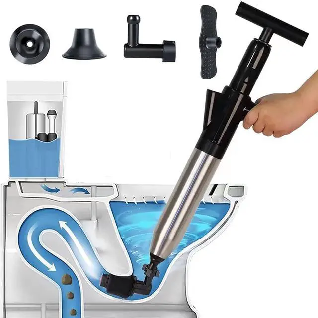 Main image of Toilet Plunger High Pressure Air Drain Blaster Gun Drain Clog Remover Tools Air Plunger Heavy Duty Drain Powerful Plungers for Toilet Unclog Toilet, Floor Drain, BathroomBlack