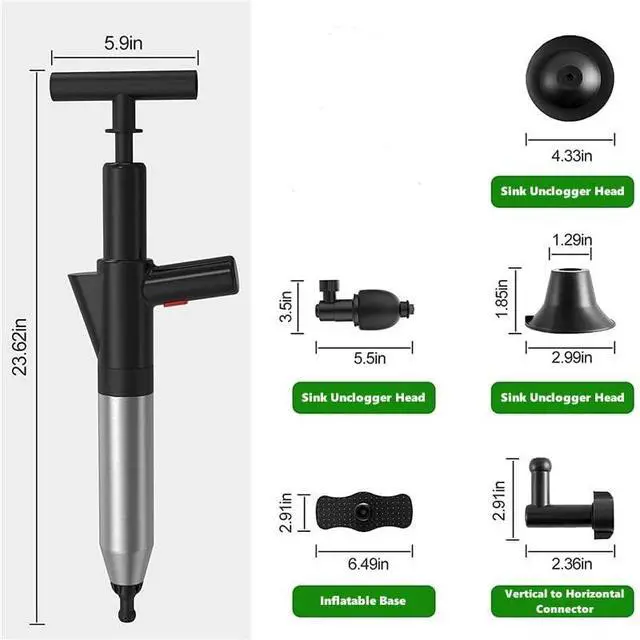 Alt view image 5 of 7 - Toilet Plunger High Pressure Air Drain Blaster Gun Drain Clog Remover Tools Air Plunger Heavy Duty Drain Powerful Plungers for Toilet Unclog Toilet, Floor Drain, BathroomBlack