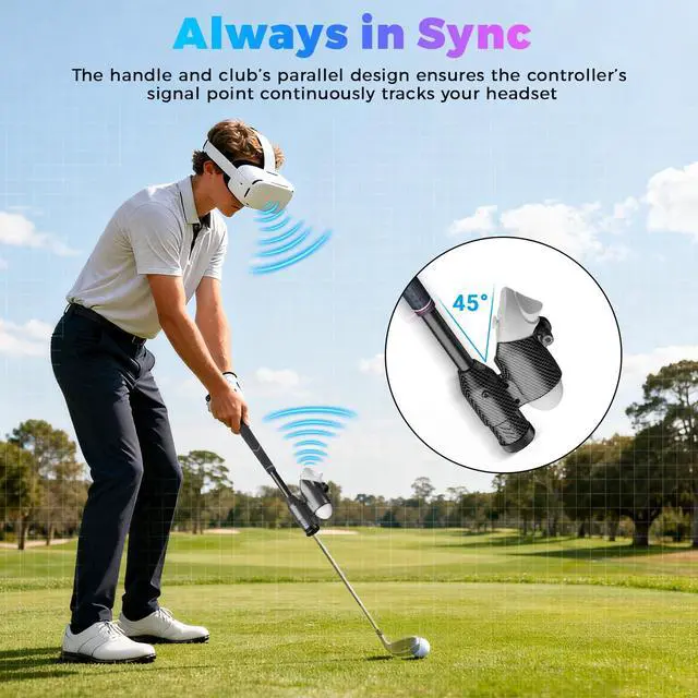 Alt view image 2 of 7 - VR Golf Club Handle Compatible with Meta Quest 3/3S, Real Golf Club Feel