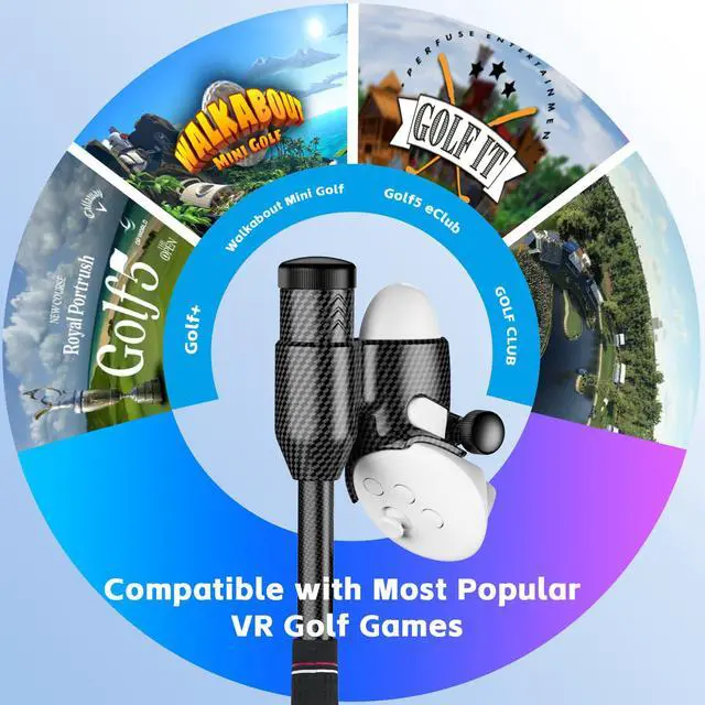 Alt view image 7 of 7 - VR Golf Club Handle Compatible with Meta Quest 3/3S, Real Golf Club Feel