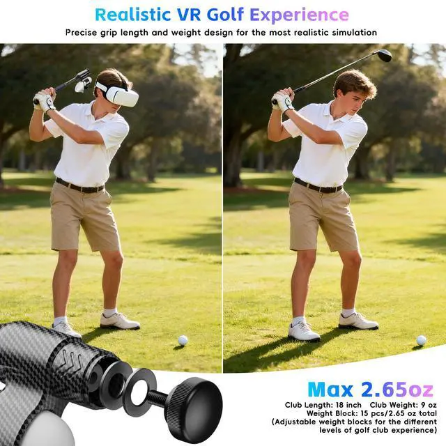 Alt view image 5 of 7 - VR Golf Club Handle Compatible with Meta Quest 3/3S, Real Golf Club Feel