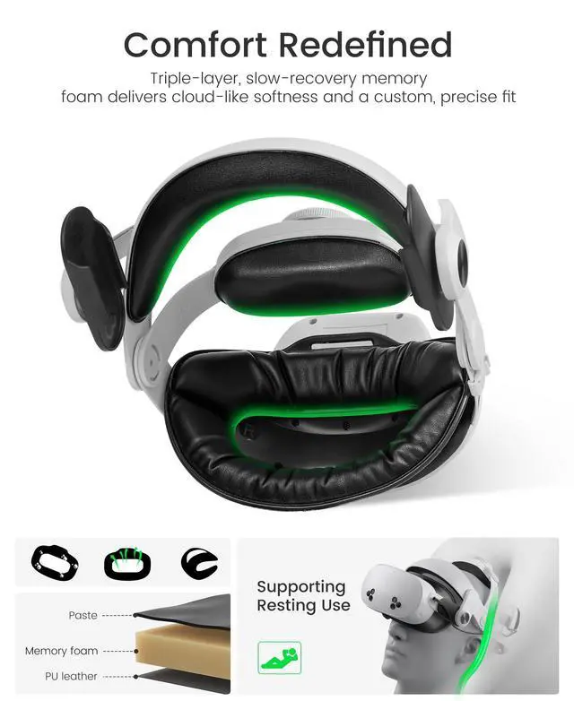 Alt view image 4 of 7 - Battery Head Strap Accessories for Meta Quest 3/Quest 3S/Quest 2 - with Magnetic Hot-swappable & Detachable 10000mah Battery Pack, Comfortable VR Headset Strap for Oculus - MQ4003