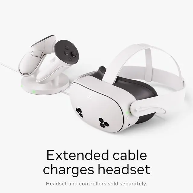 Alt view image 3 of 7 - Quest Compact Charging Dock Works with Meta Quest 3/3S Extended Headset Charging Cable Wireless Charging for Touch Plus Controllers