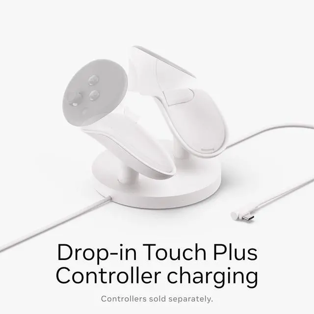 Alt view image 4 of 7 - Quest Compact Charging Dock Works with Meta Quest 3/3S Extended Headset Charging Cable Wireless Charging for Touch Plus Controllers